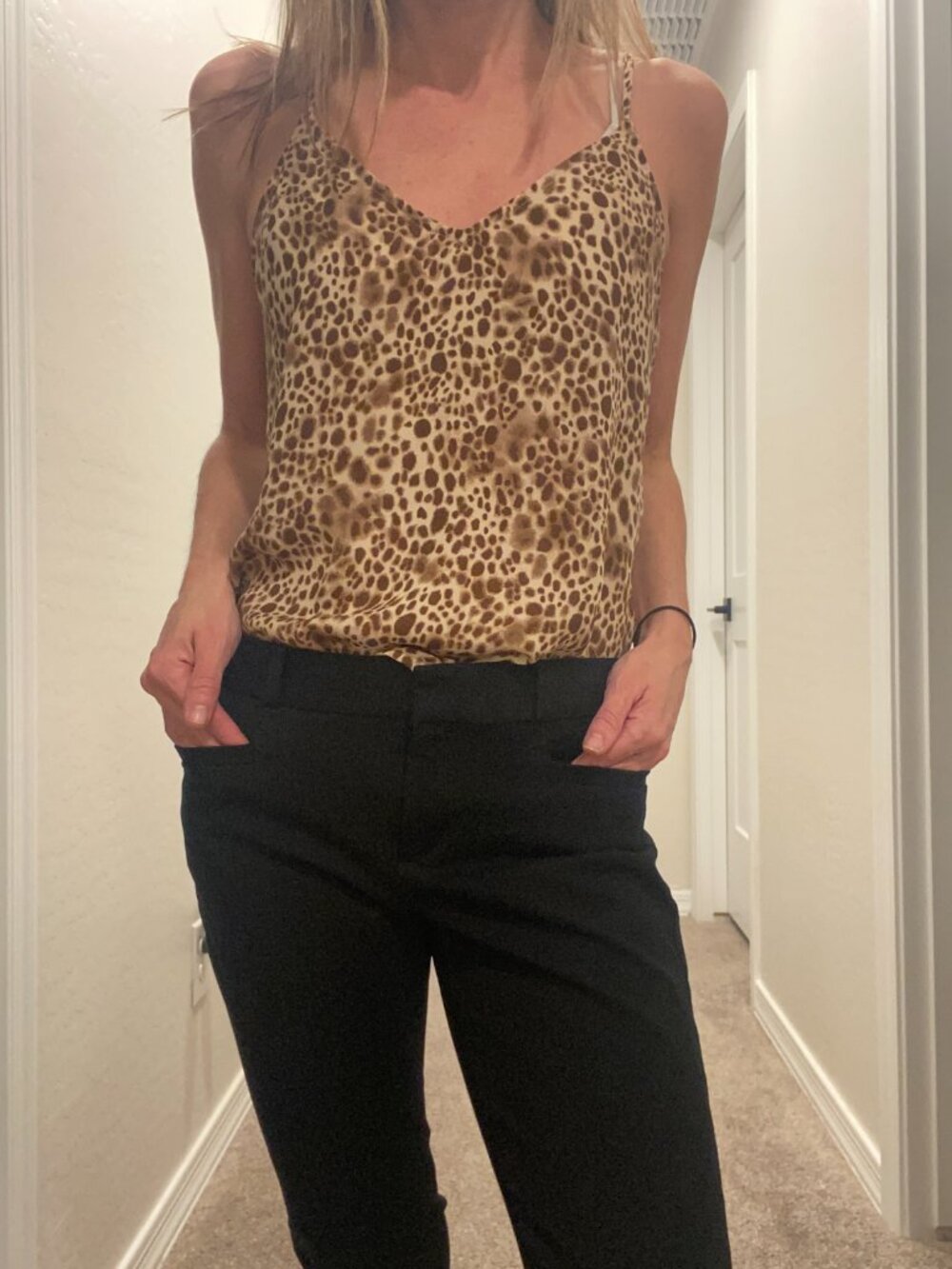 A New Day Satin Leopard Print Cami Tank Brown Beige XS
